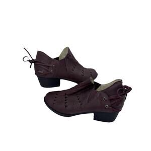 JBU By Jambu Boots Womens 8 M Evelyn Ankle Booties Wine Vegan Leather Heels Ties